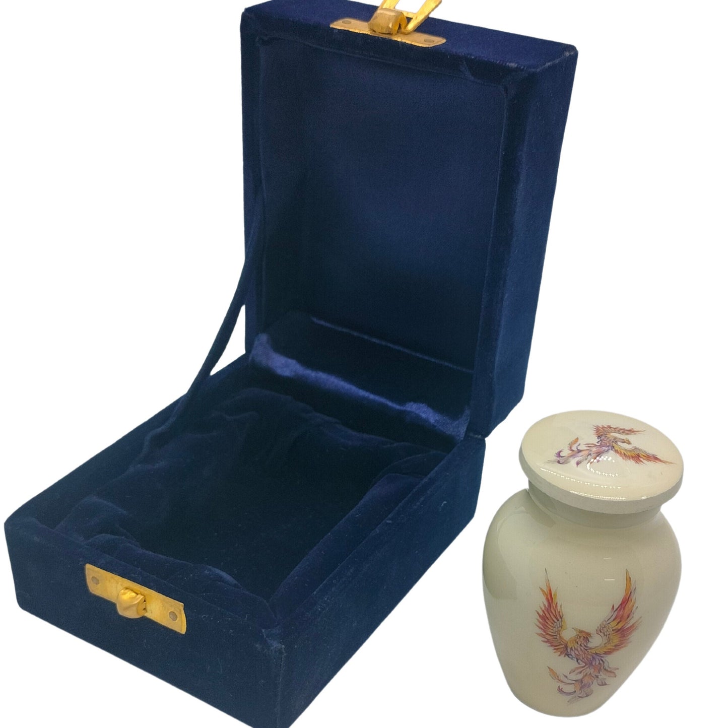 Phoenix - Immortal Bird White Keepsake Single in Velvet Box for Ashes Adult male - Keepsakes for human ashes adult female - Firebird