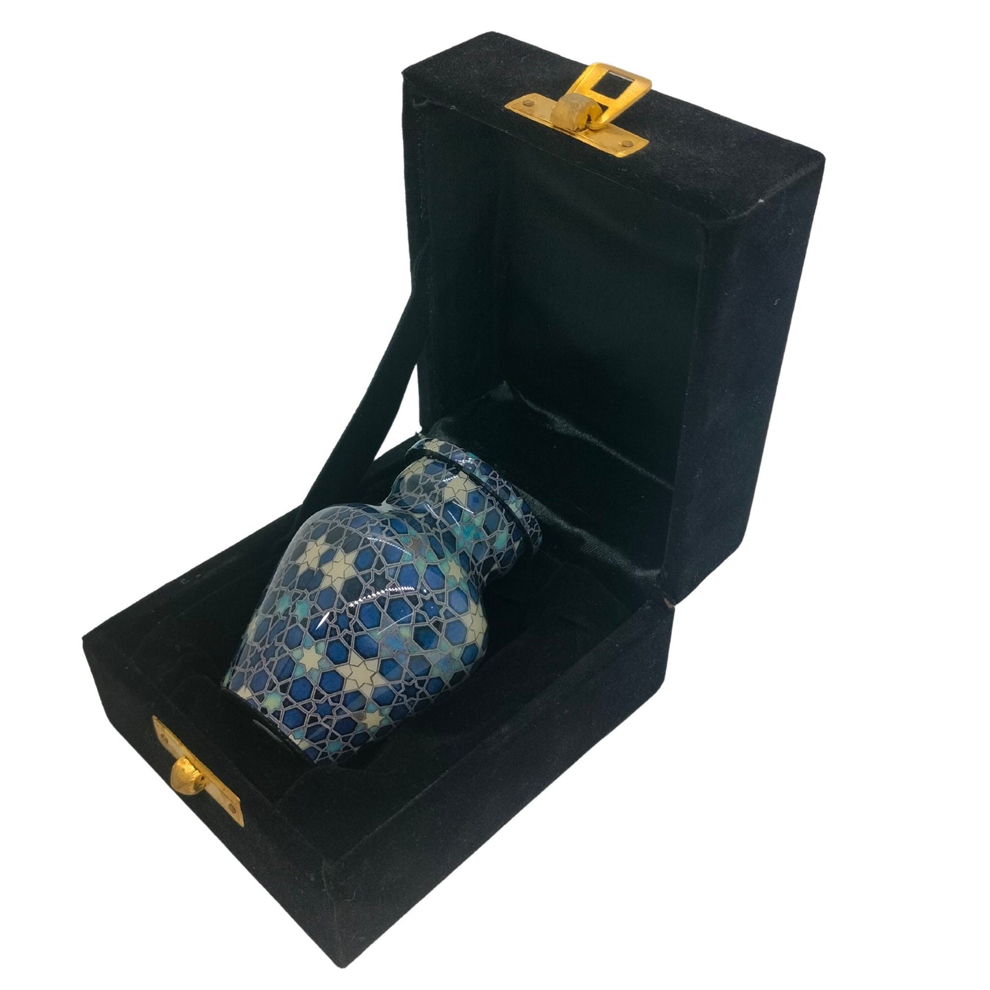 Blue Mosaic Star Pattern Keepsake Single in Velvet Box - Keepsakes for Ashes - Blue Mosaic - Star Pattern